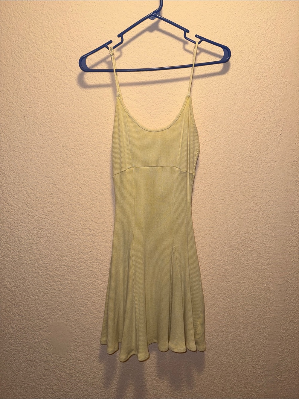Lulu's Soft Pale Yellow Ribbed Tank Dress